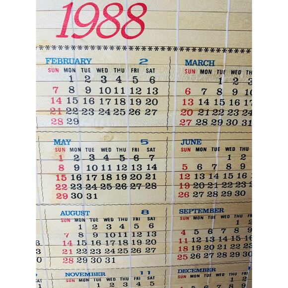 Bamboo Calendar 1988-89 Vintage Hummel Children Kitten 12.5" x 33" Double Sided - Picture 4 of 12